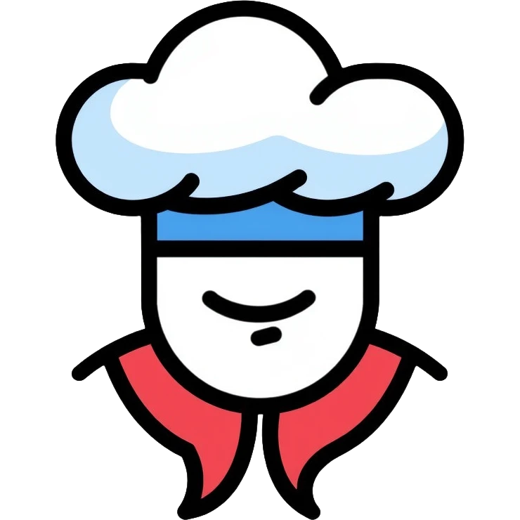a pastry chef with a blue, white, and red collar emoji