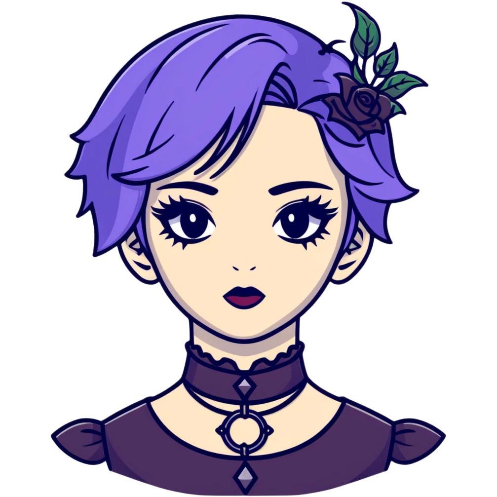 gothic femboy with makeup, choker, and dark victorian clothes emoji