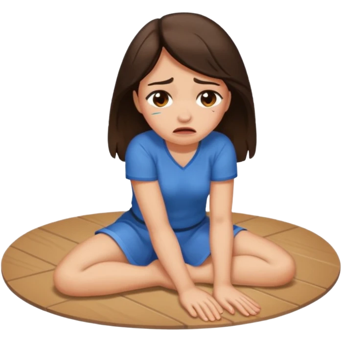 A brunette crying on floor emoji