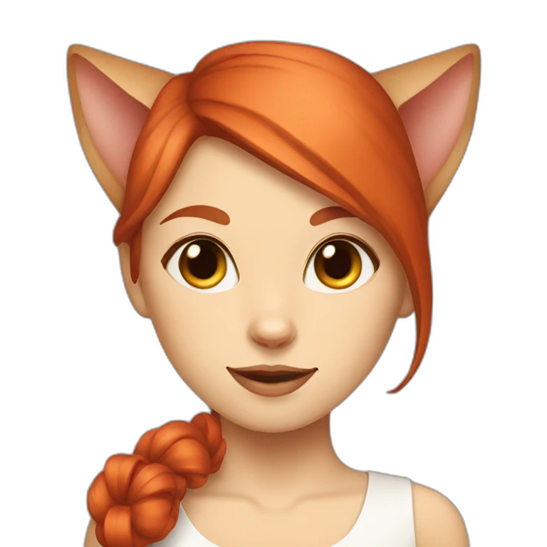 siamese cat with a red hair girl emoji