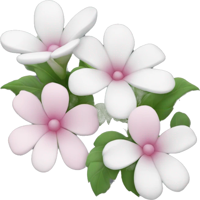 White flowers with pink color emoji