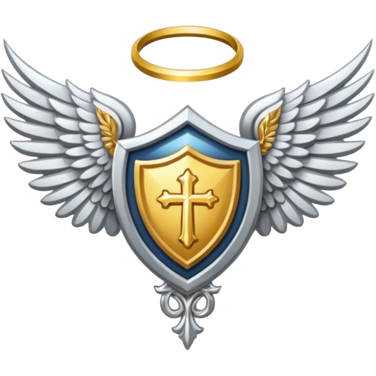 Holy Saint  Emblem with Silver wings emoji