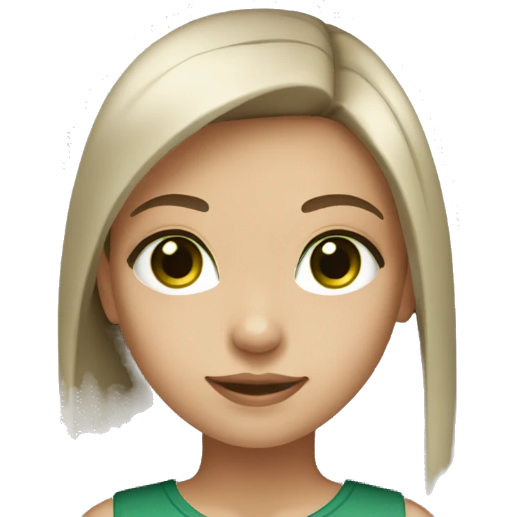 a girl with dark brown straight hair, dark green eyes and light skin tone emoji