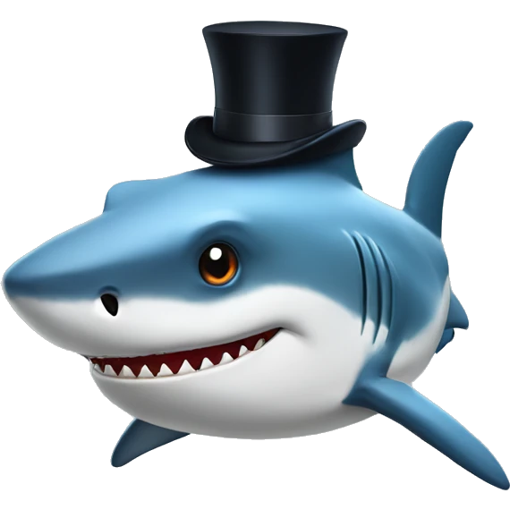 Shark with a top hat emoji