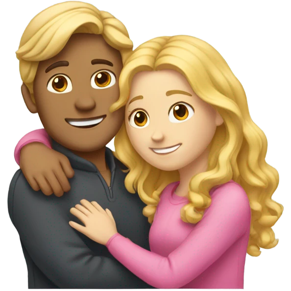 make a guy and a girl, they are hugging, the girl has pink long wavy hair, the guy has blonde hair emoji