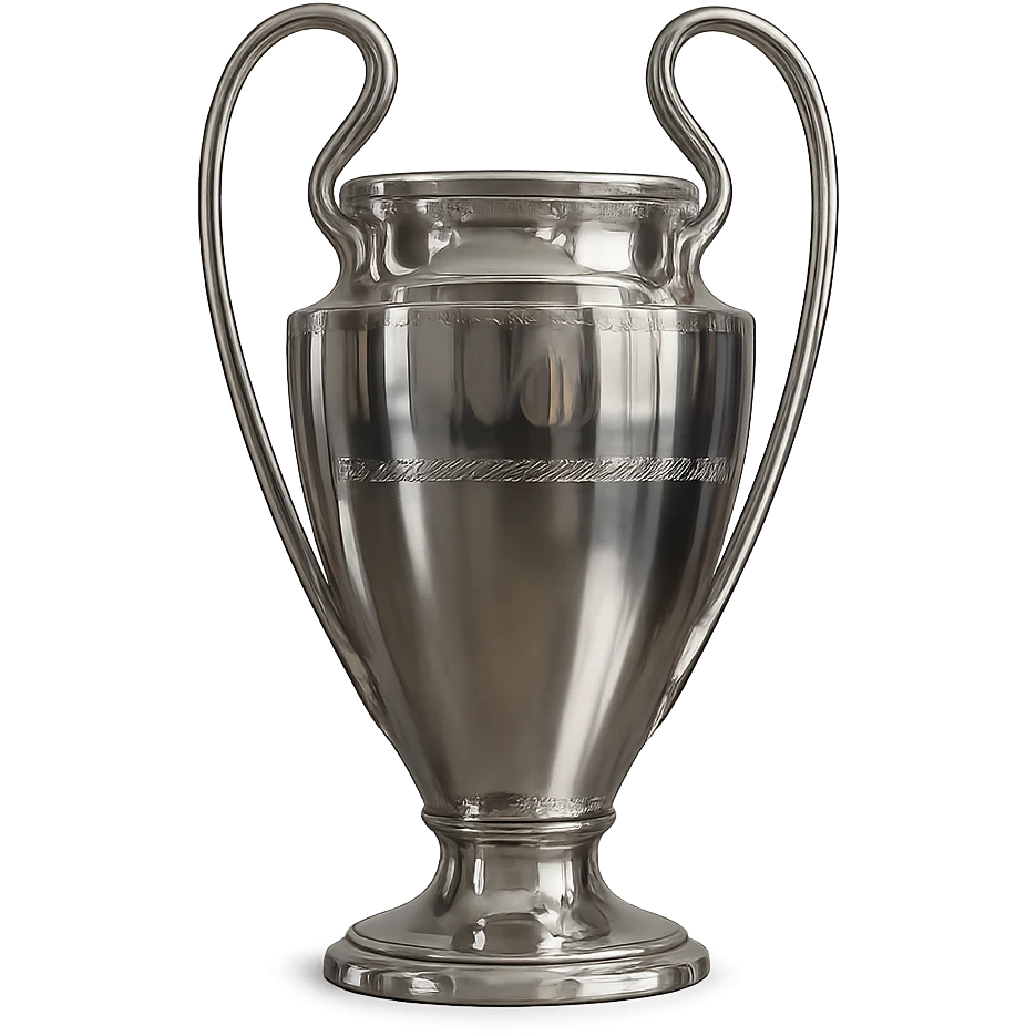 champion's league trophy, realistic, polished metal, reflections, ornate details, isolated on white, no text emoji