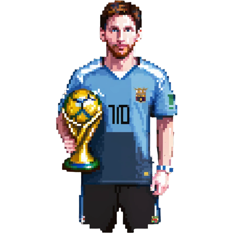 Lionel Messi with World Cup trophy emoji