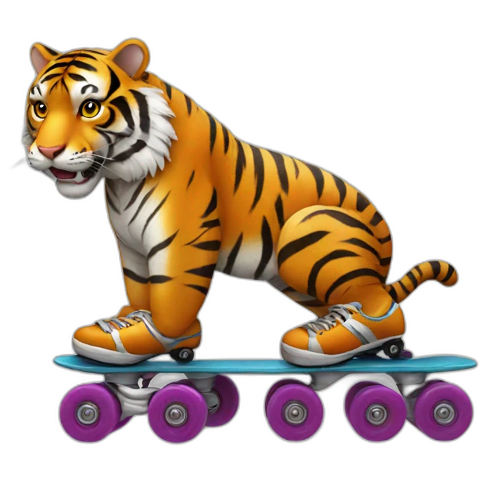 tiger with roller skate emoji