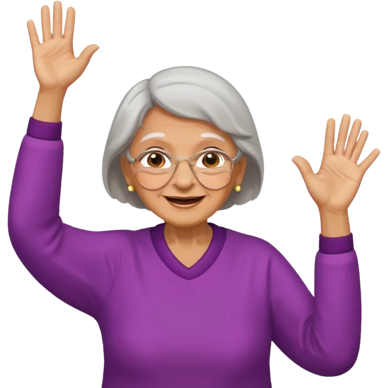 Old lady hands up raise the roof dancing  emoji
