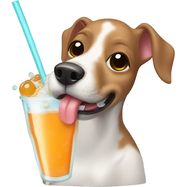 weenier dog drinking boba emoji