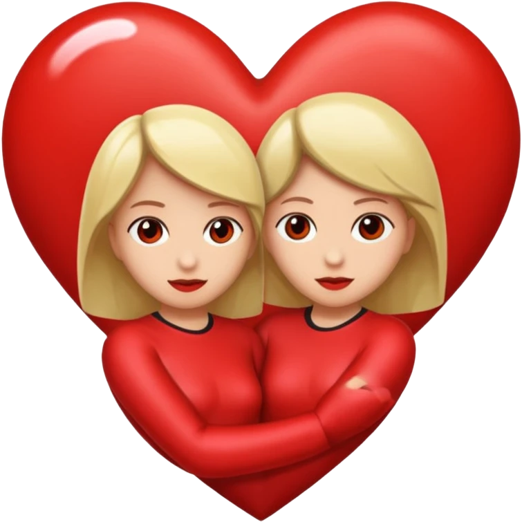 Dos personas en medio de un corazón partido en dos emoji