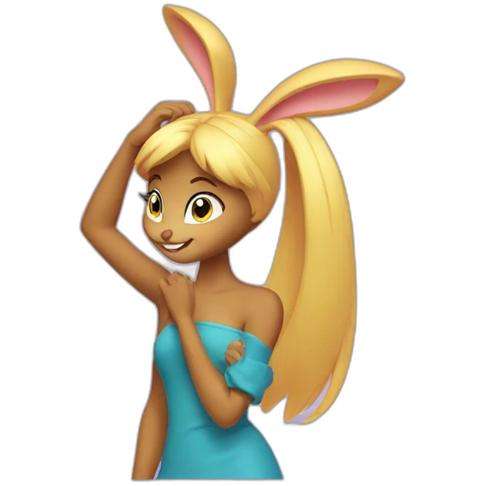 Lola Bunny brushing her hair emoji