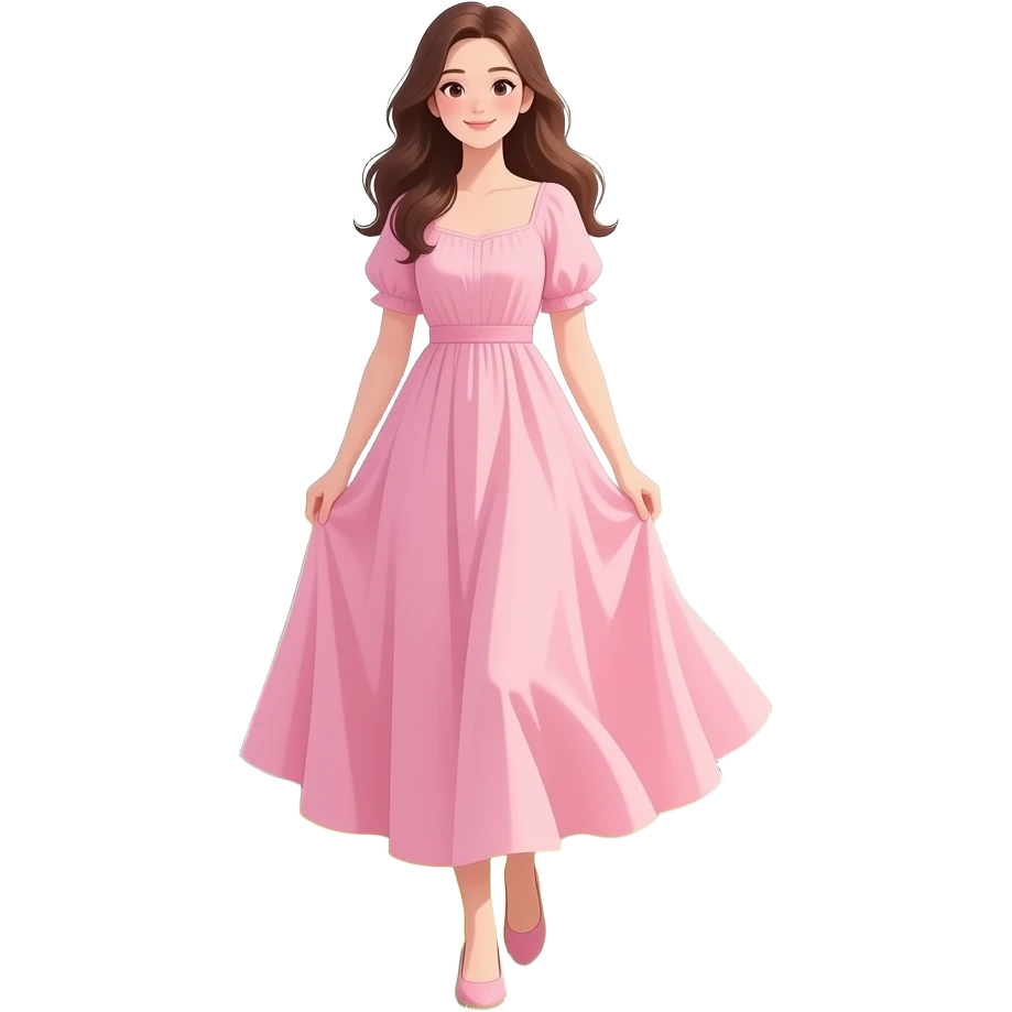 pink dress young woman full body emoji