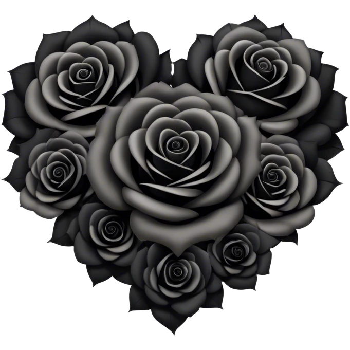 Heart filled with black roses emoji