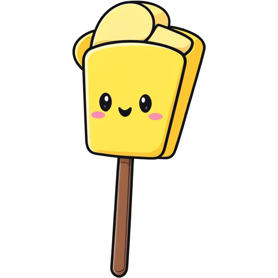 butter stick with bold outline and cute expression emoji