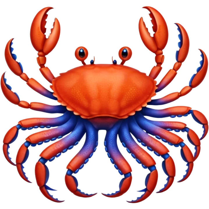 a red crab with two claws and a blue octopus are friends emoji