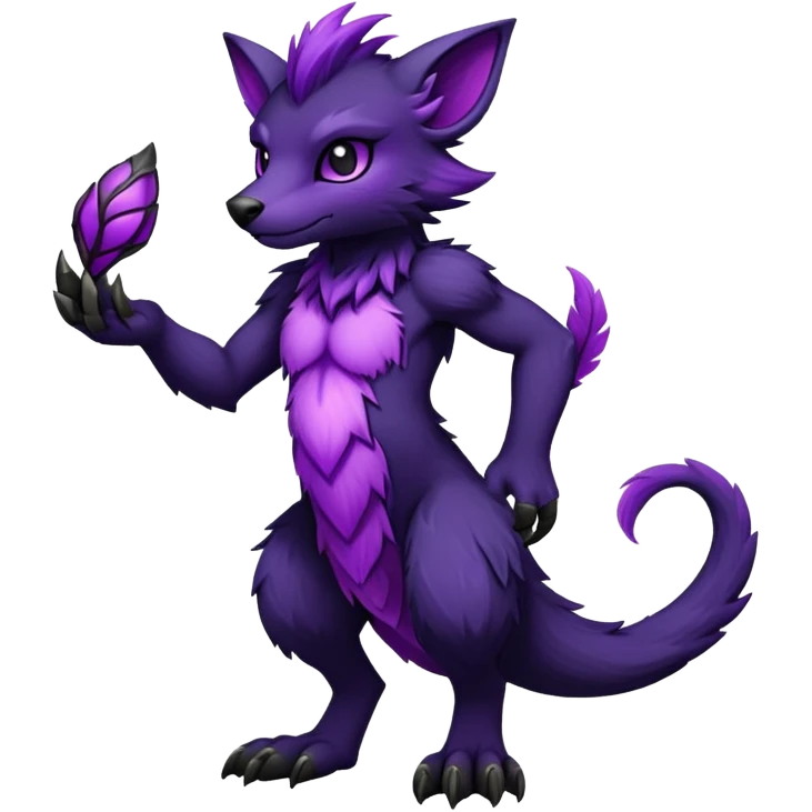  Dark black and purple anthro Fakémon-Wickerbeast-creature (full body) emoji