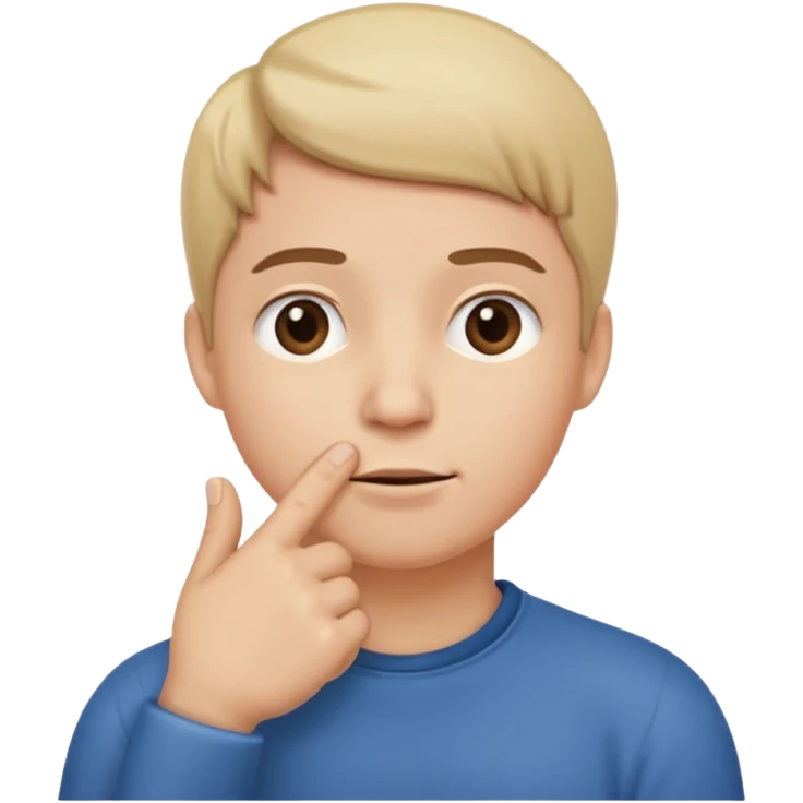 straight face with hand with thumb sticking left right under chin emoji emoji