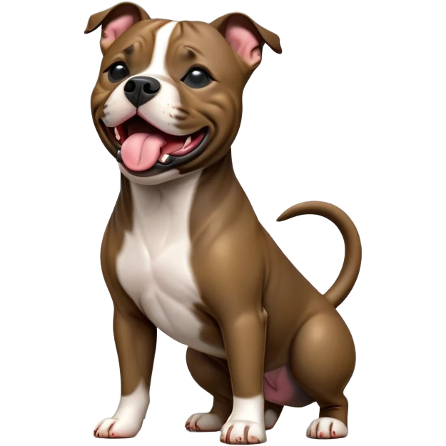 cinematic-[yawning Staffordshire bull terrier]-realistic-full-body-standing-emoji,-tail-resting-loosely-beside-its-paws,-head-tilted-dramatically, -sleek-[dark solid brindle]-fur,-simplified-yet-realistic-focused-features,-highly-detailed,-glowing-with-an-almost-sarcastic-glow emoji