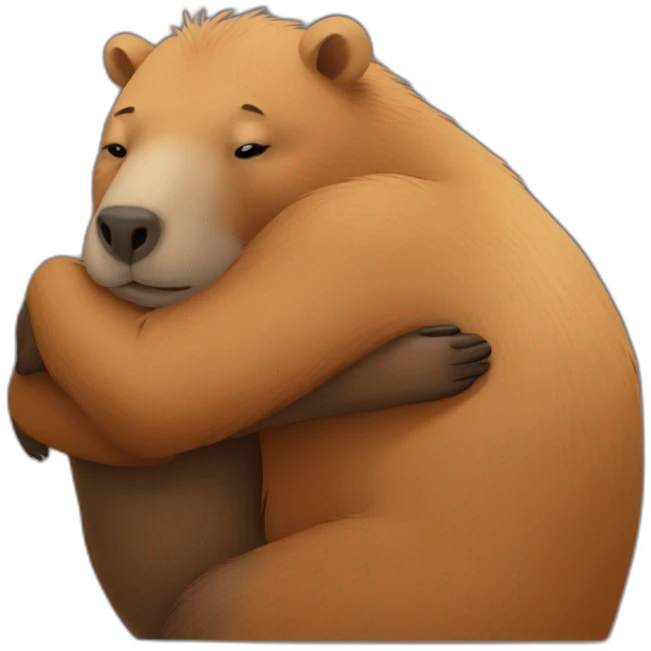 Bear hugs capybara emoji