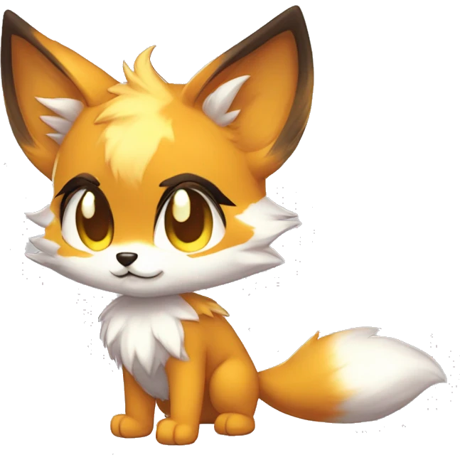 shiny anthro-sparkle-furry fur-sona kemono-style-chibi-style cat-fox-Fakémon-hybrid full body emoji