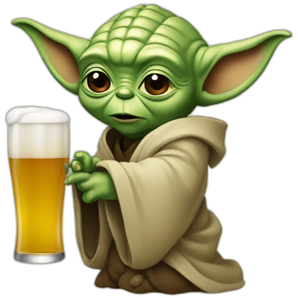 Yoda avec une bière emoji