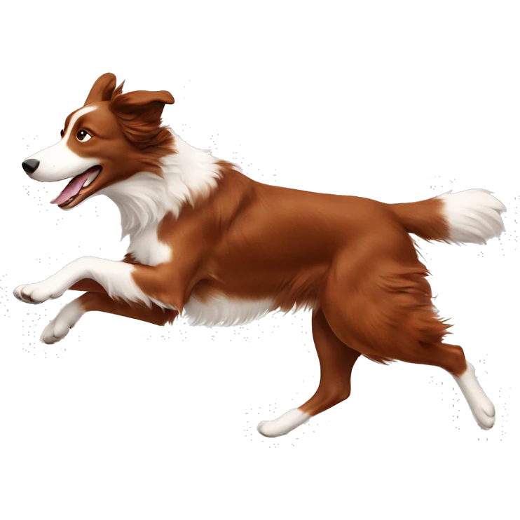 Red border collie running emoji