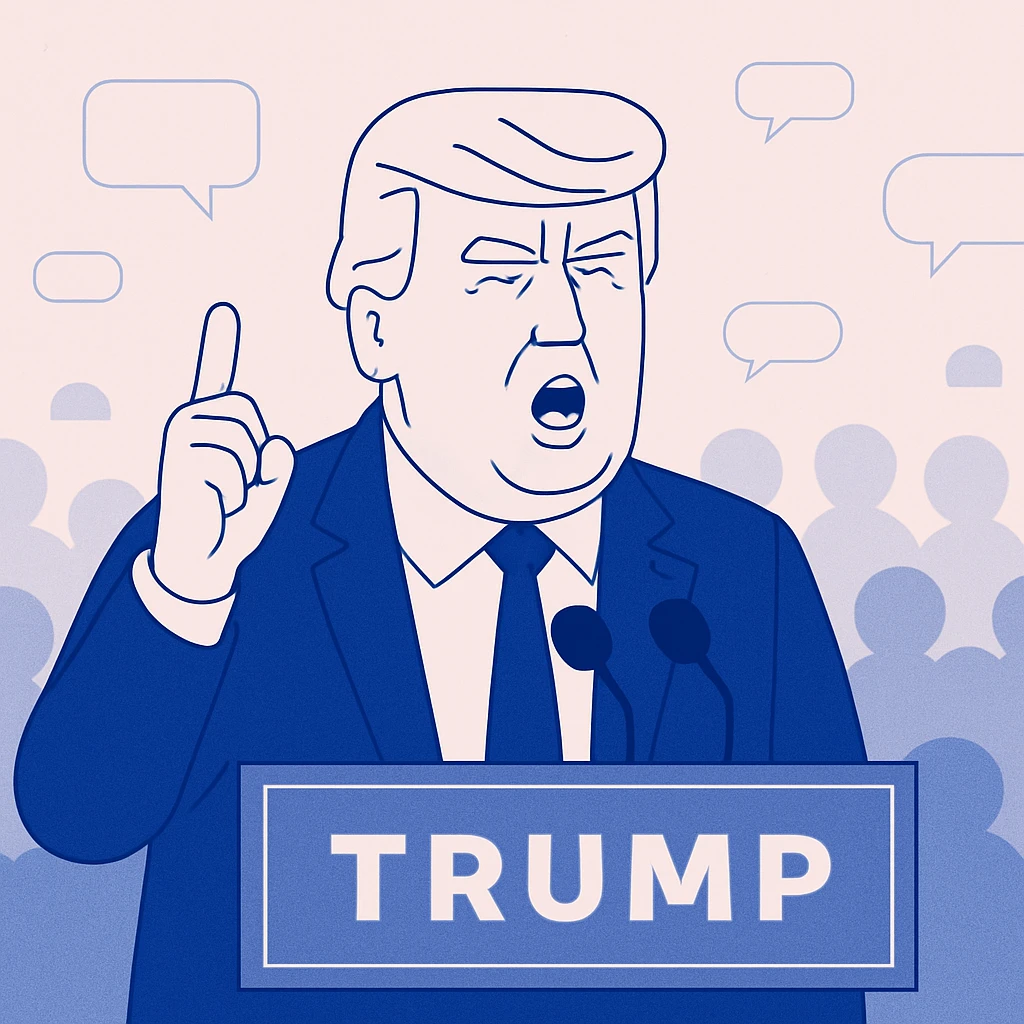 Donald Trump speaking at a rally emoji