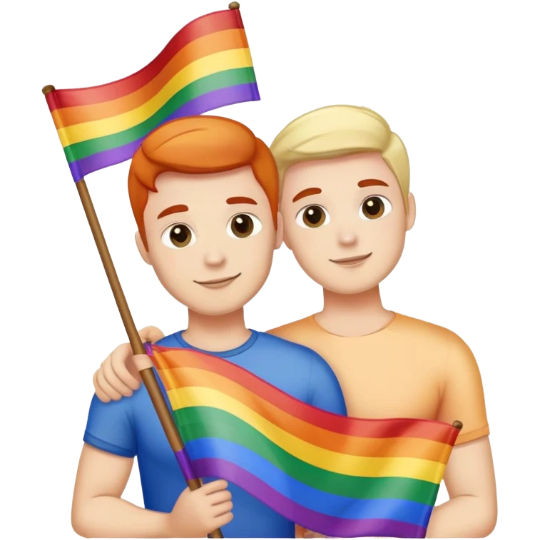 Gay men holding a pride flag emoji