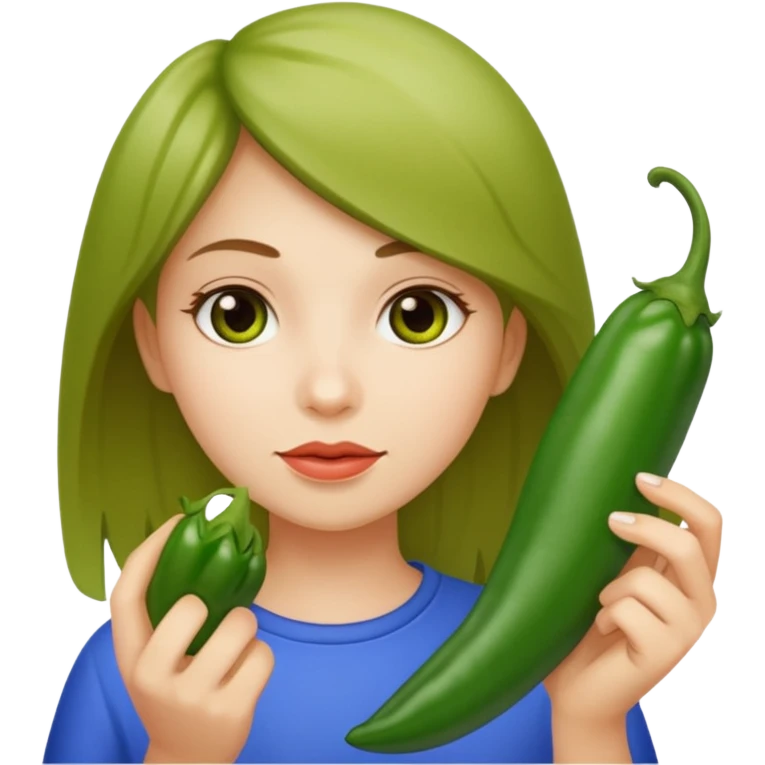Girl with green chili emoji