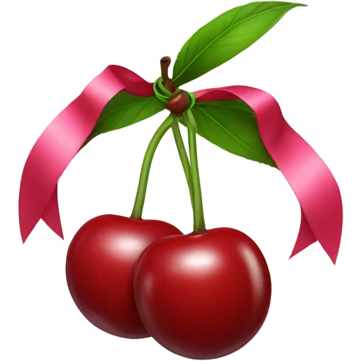Two cherries with ribbon stem emoji
