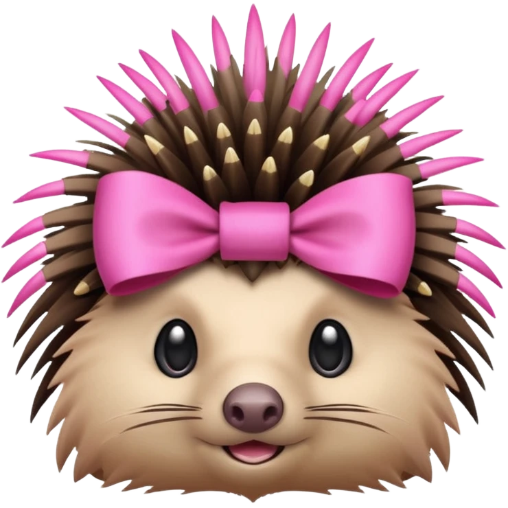 Puerco espin con un moño de color rosa en la cabeza  emoji