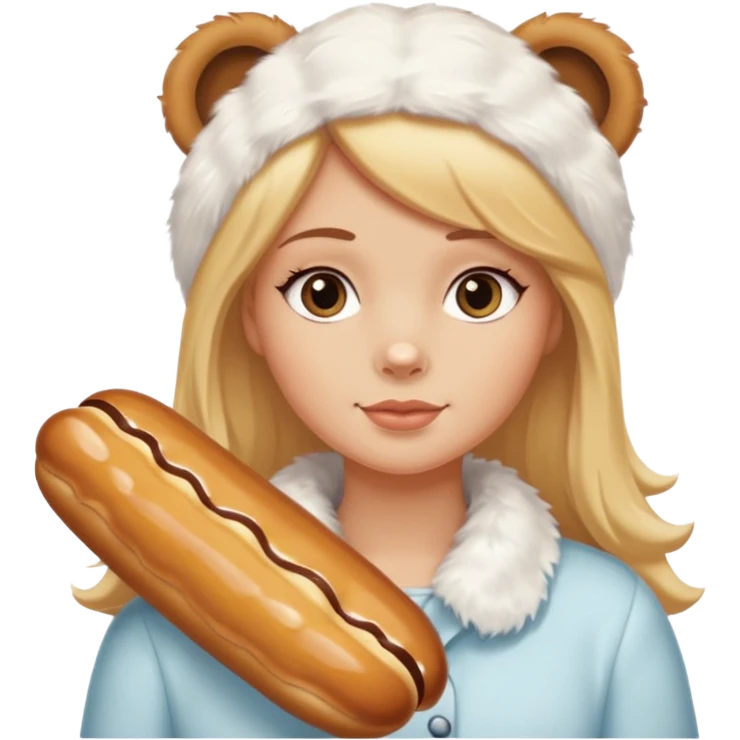 Butterscotch éclair and white girl bear combined  emoji