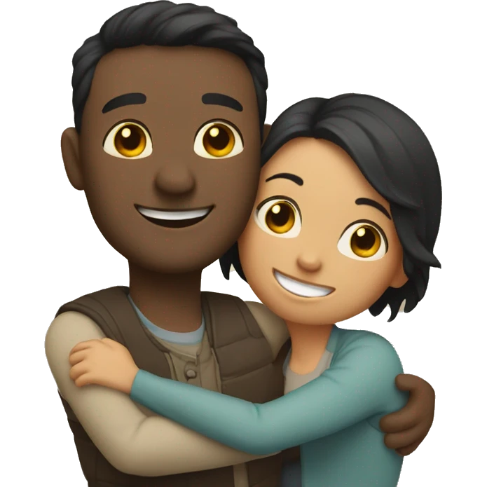 couple hug with warm smiles emoji