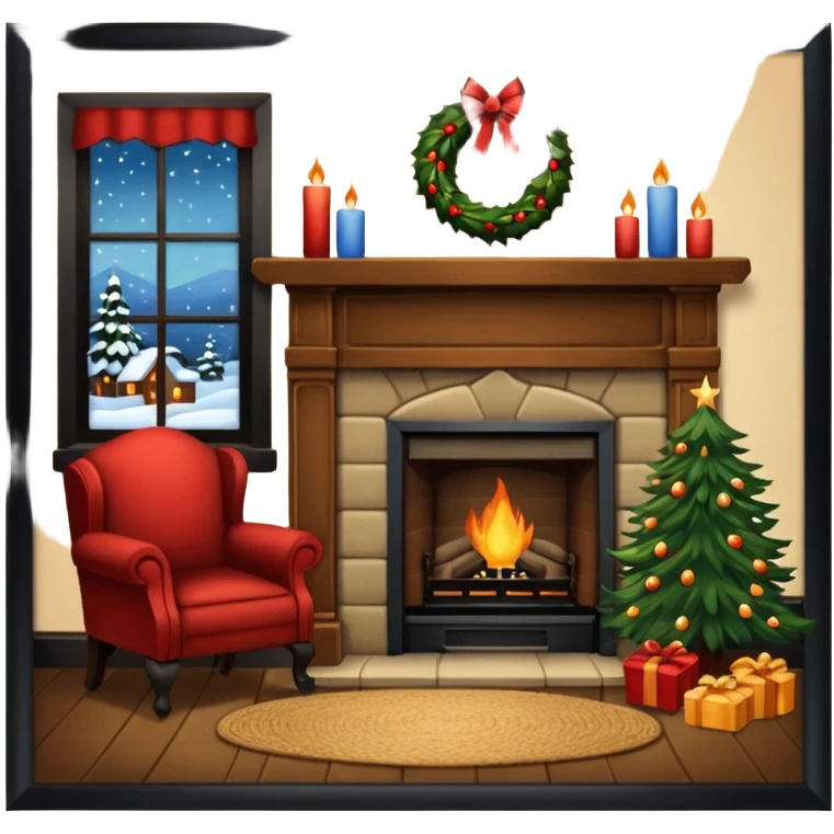 Interior early American Christmas scene emoji