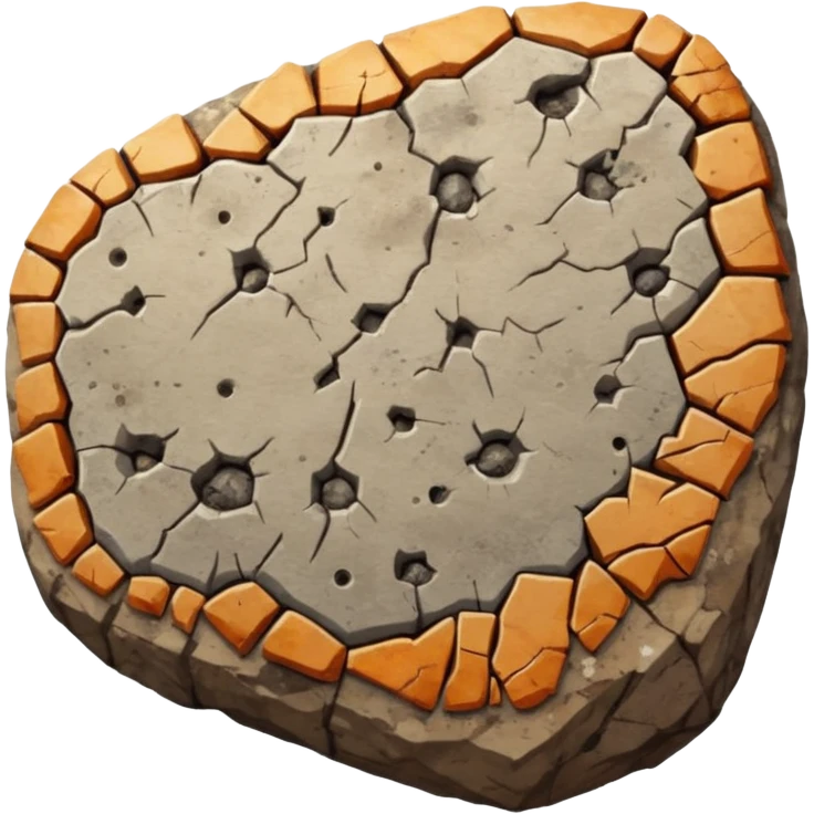 3D render of Coprolite, embedded in a chunk of rough sedimentary rock, cracked stone texture, ancient fossil aesthetic, petrified brown and grey speckled stone texture, matte dry finish, Apple emoji style, isolated on white background --v 6.0. emoji