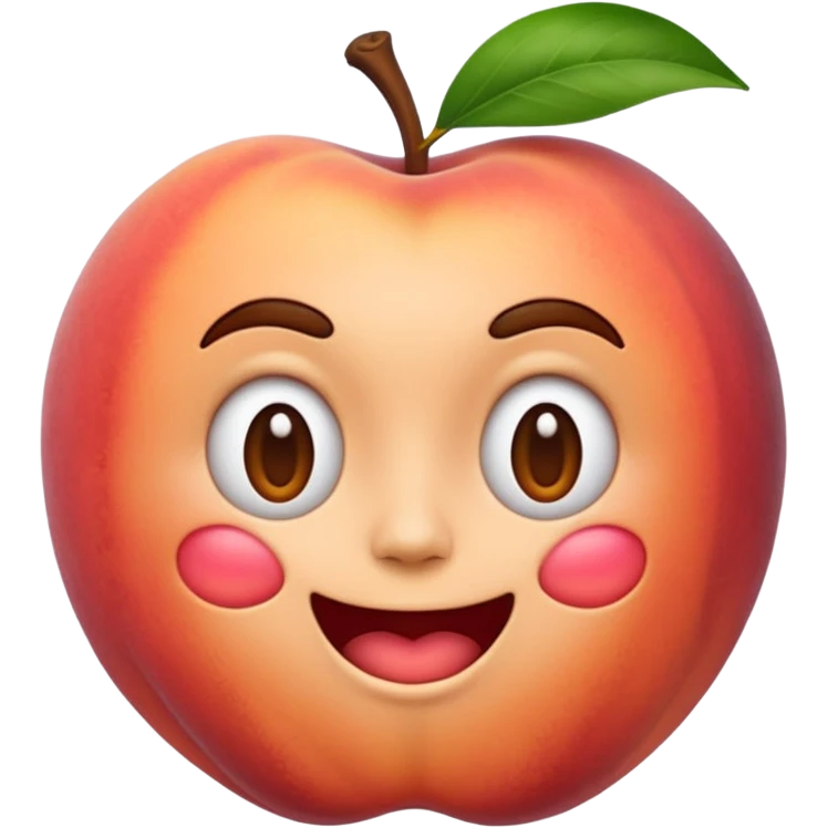 hybrid emoji combining a peach and the shaking face emoji, blending the peach shape and color with trembling, wavy features of the shaking face emoji