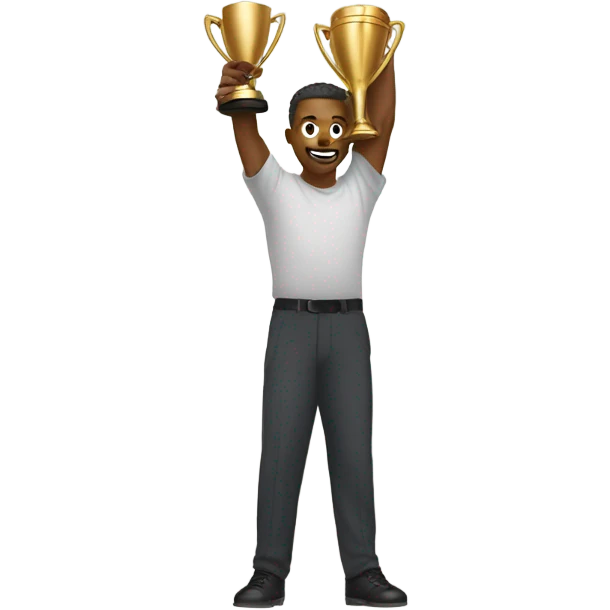 Man handing another man the championship emoji