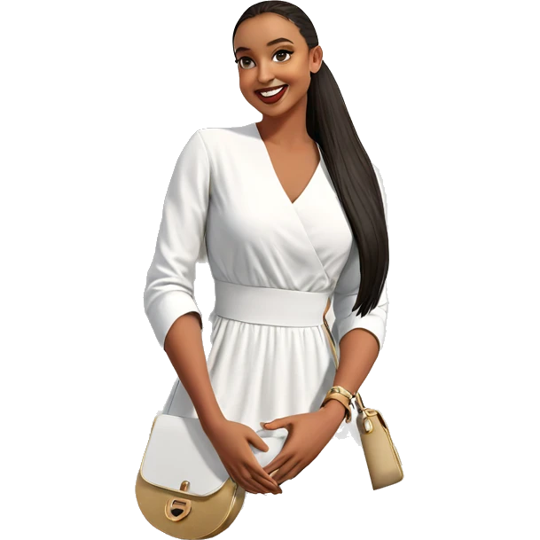 smiling girl in white dress emoji