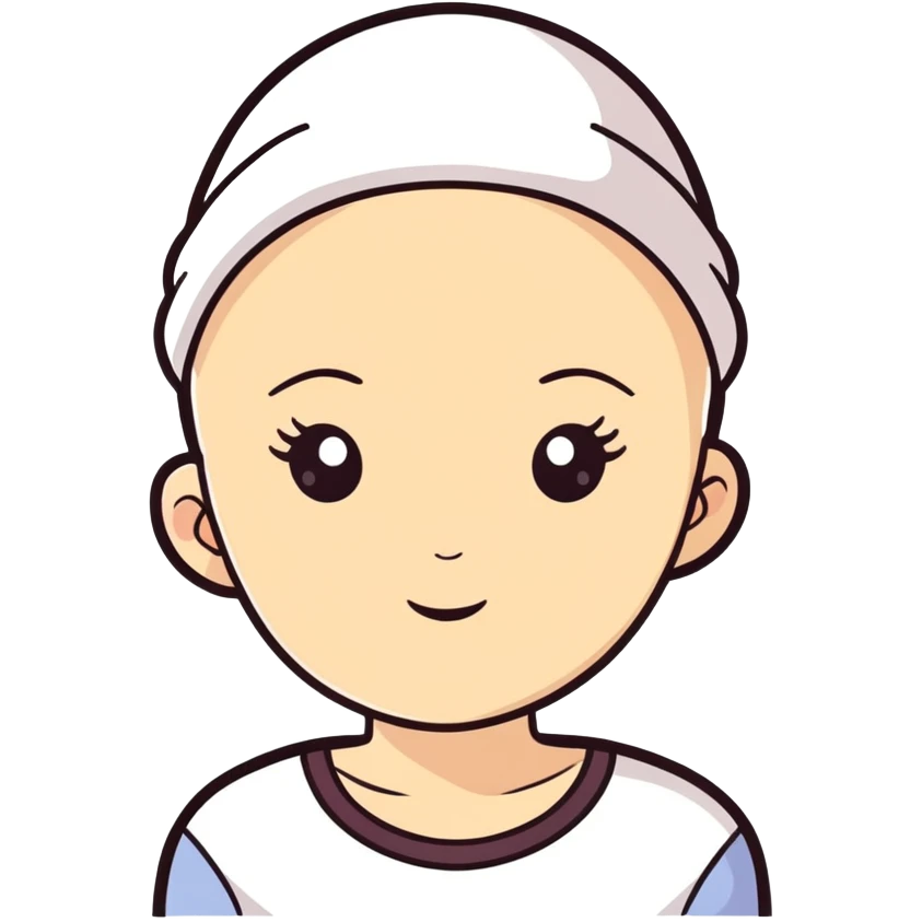 Pretty woman with no hair wearing cute hat  emoji