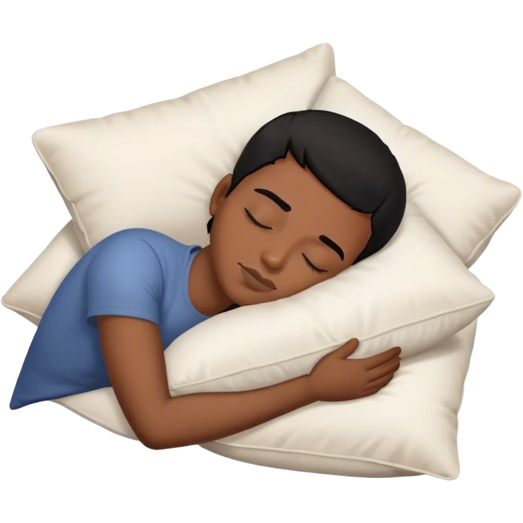 Blaleeping with straight black hair laying on a pillow skeeping emoji