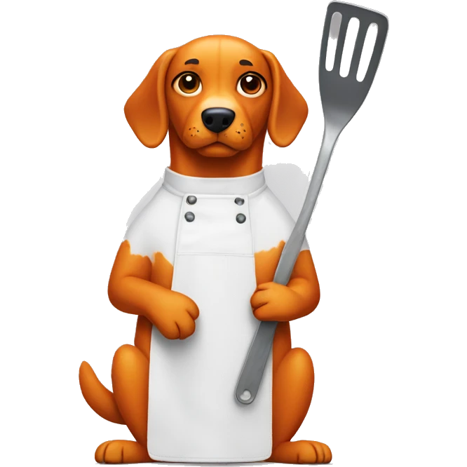 Orange dog holding a spatula emoji