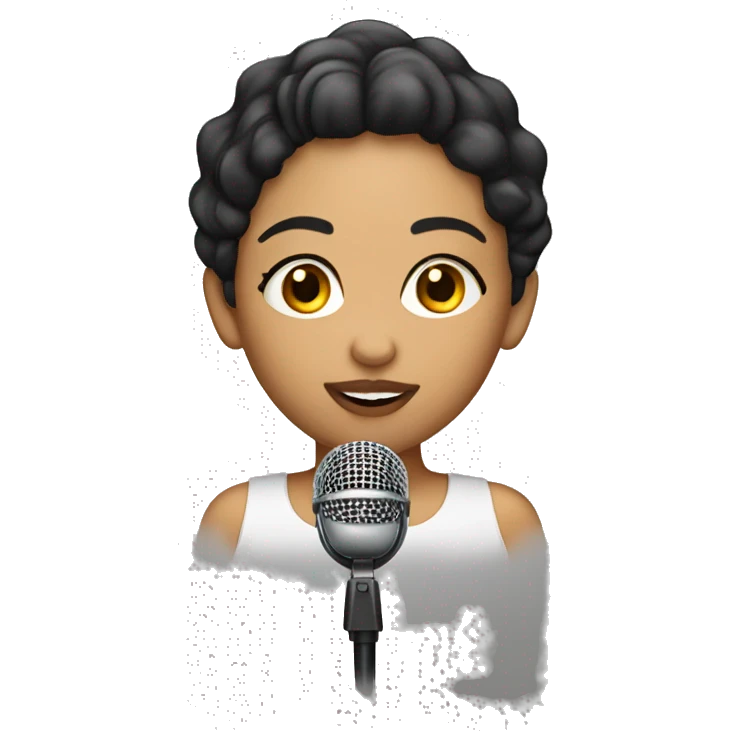 Latina with light skin singing with mic emoji