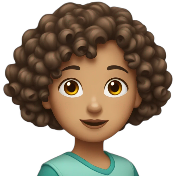 curly brunette girl with a puzzle in her hands emoji