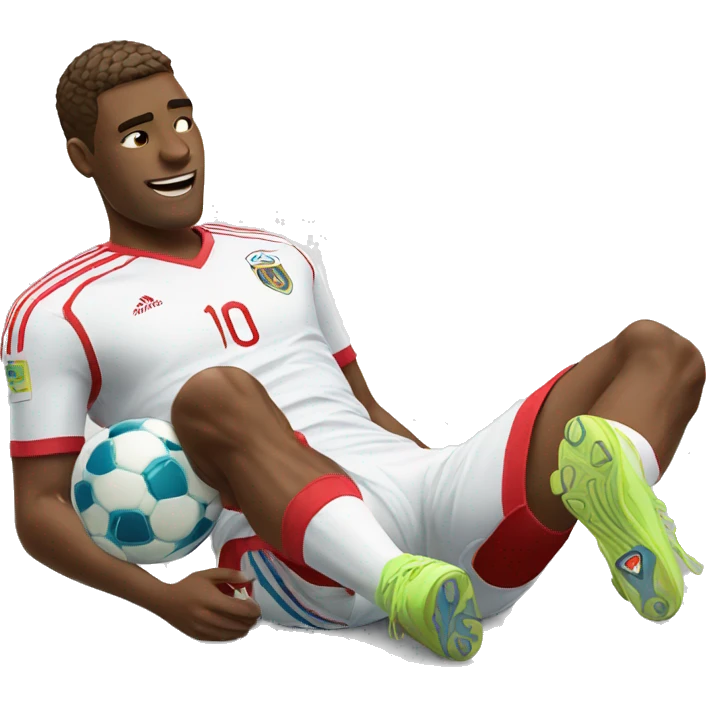 soccer player on the floor holding his knee in pain emoji