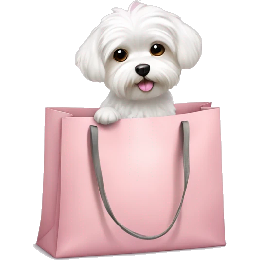 Maltese dog in a light pink bag emoji