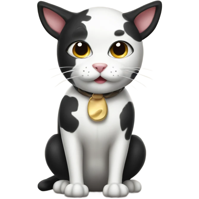 black and white cat wearing cow costume emoji
