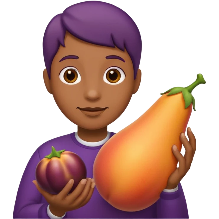 Weird emoji with her eggplant and peaches emoji
