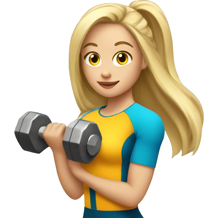 Sports Girl with long blond hair holding dumbbell emoji