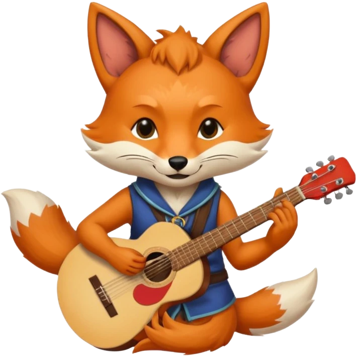 Kitsune with a nose ring playing a guitar emoji